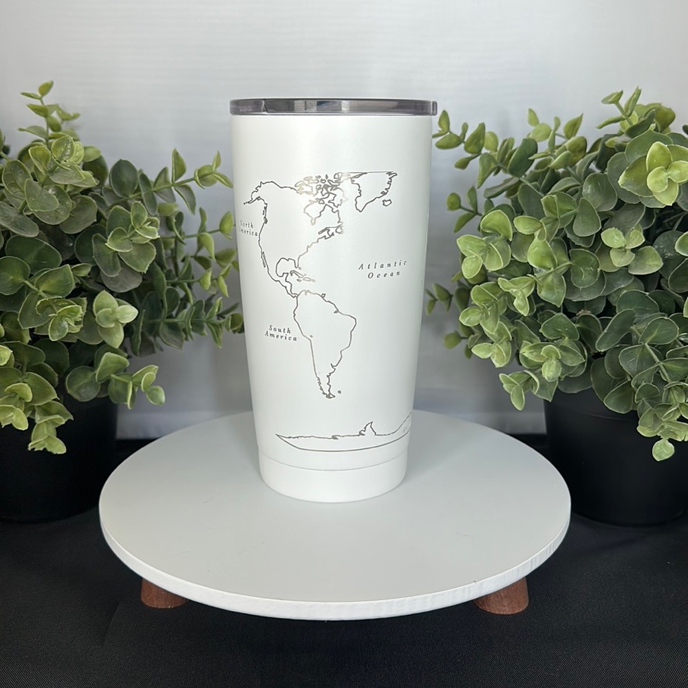 20oz Engraved World Map Insulated Tumbler